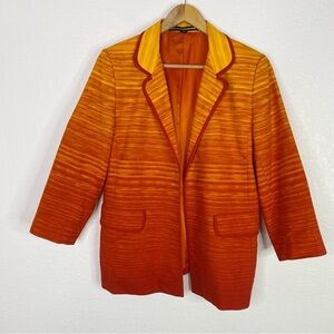 Vintage Linda Allard Ellen Tracy Orange Ombre Striped Blazer Jacket